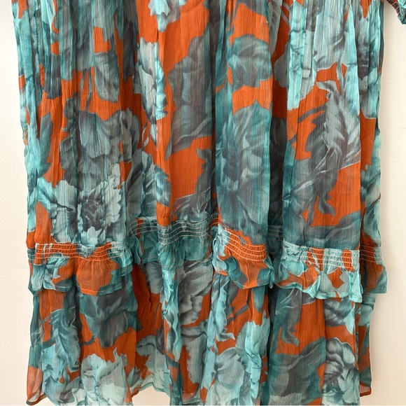 Anthropologie Marius Teal and Orange Patterned Dress Boho New W/Tags MSRP $200 - Picture 9 of 13